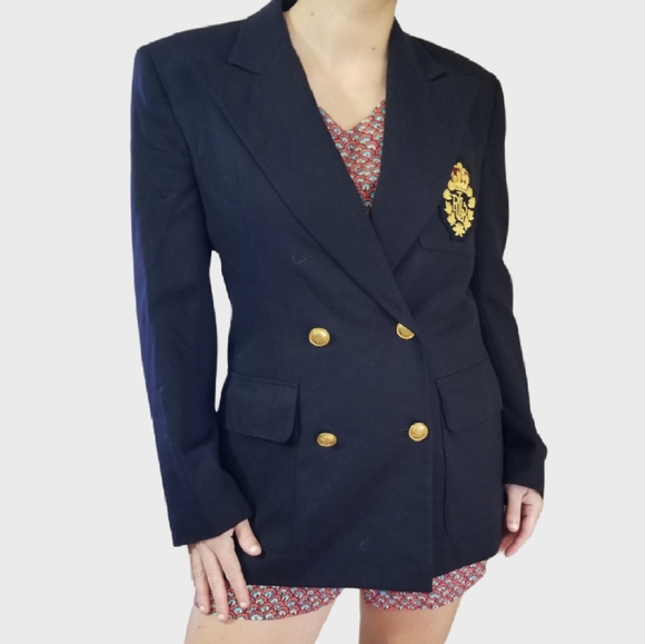 Lauren Ralph Lauren Jackets & Blazers - LAUREN RALPH LAUREN NAVY 100% WOOL CROWN BLAZER